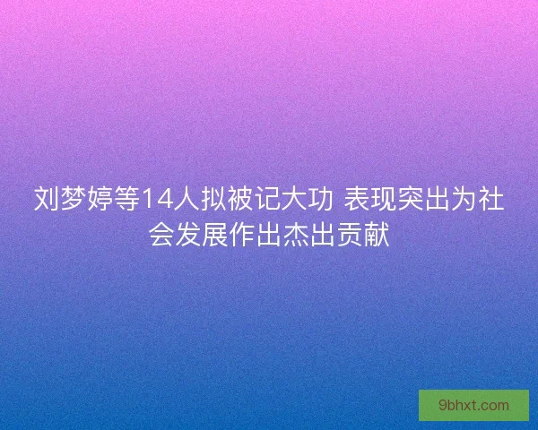 刘梦婷等14人拟被记大功 表现突出为社会发展作出杰出贡献